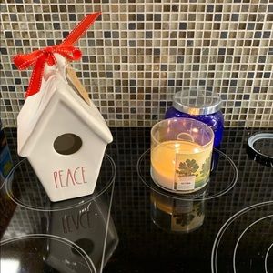 NWT Rae Dunn peace Xmas tapered bird house